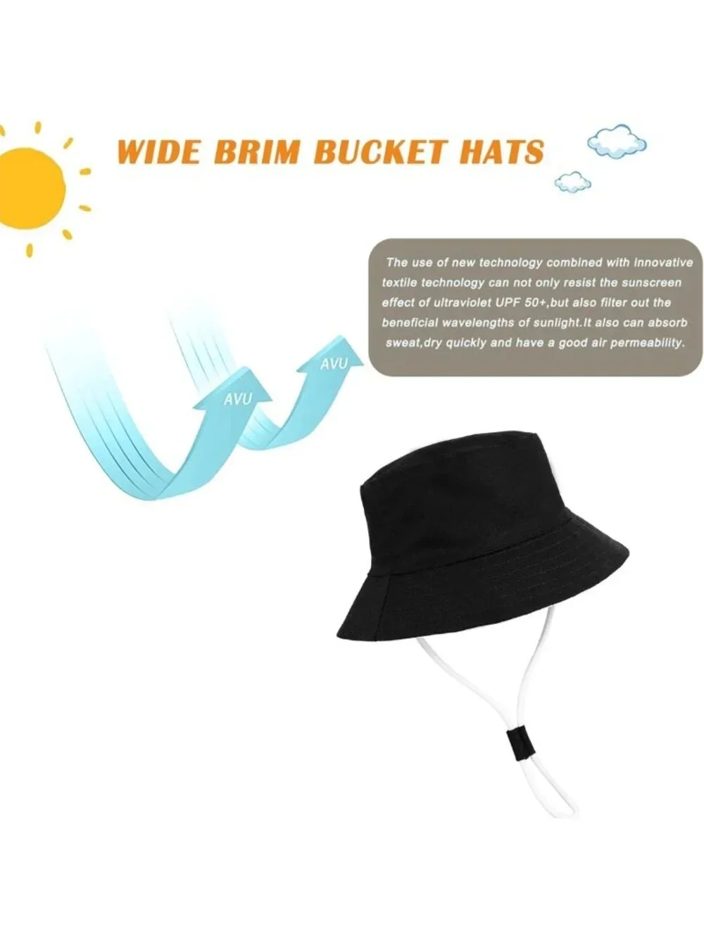 Toddler Sun Hat for Boys & Girls - Summer Bucket Beach Hat, UPF 50+ Protection
